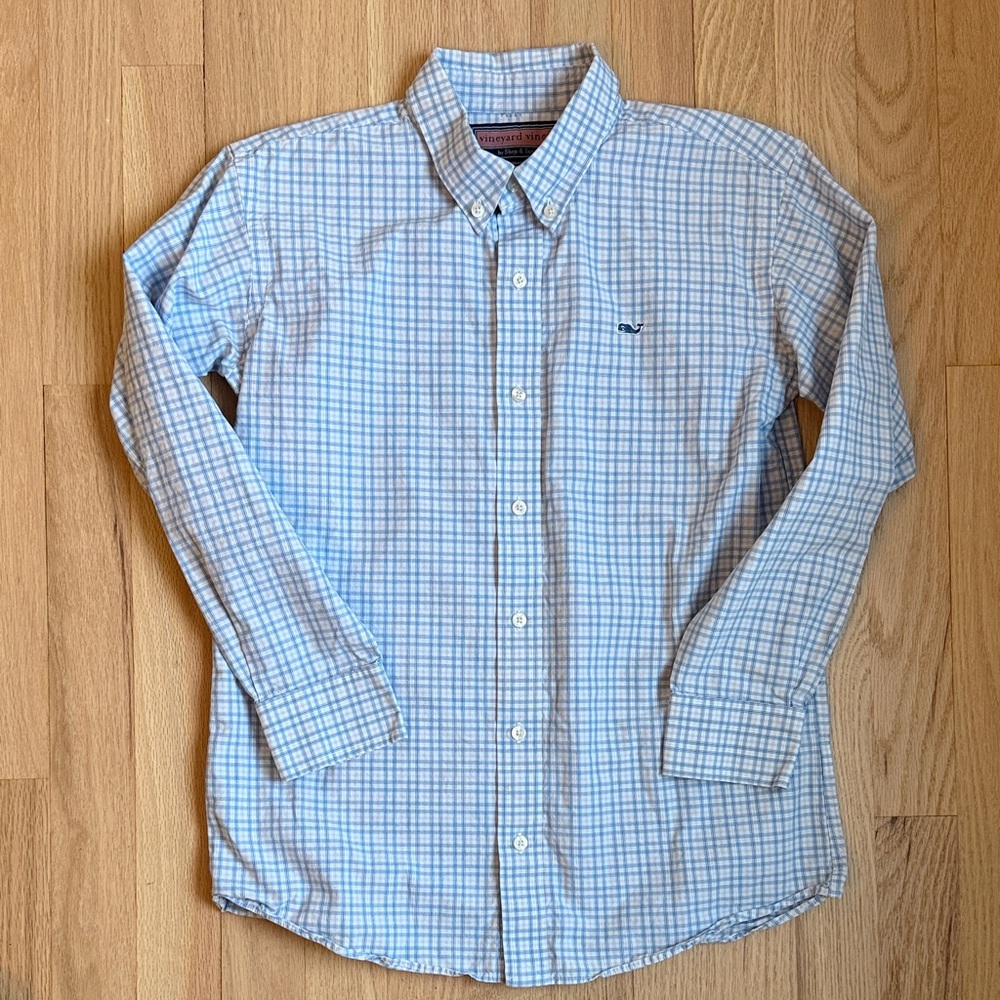 Vineyard Vines Blue and White Checkered Button Down Shirt